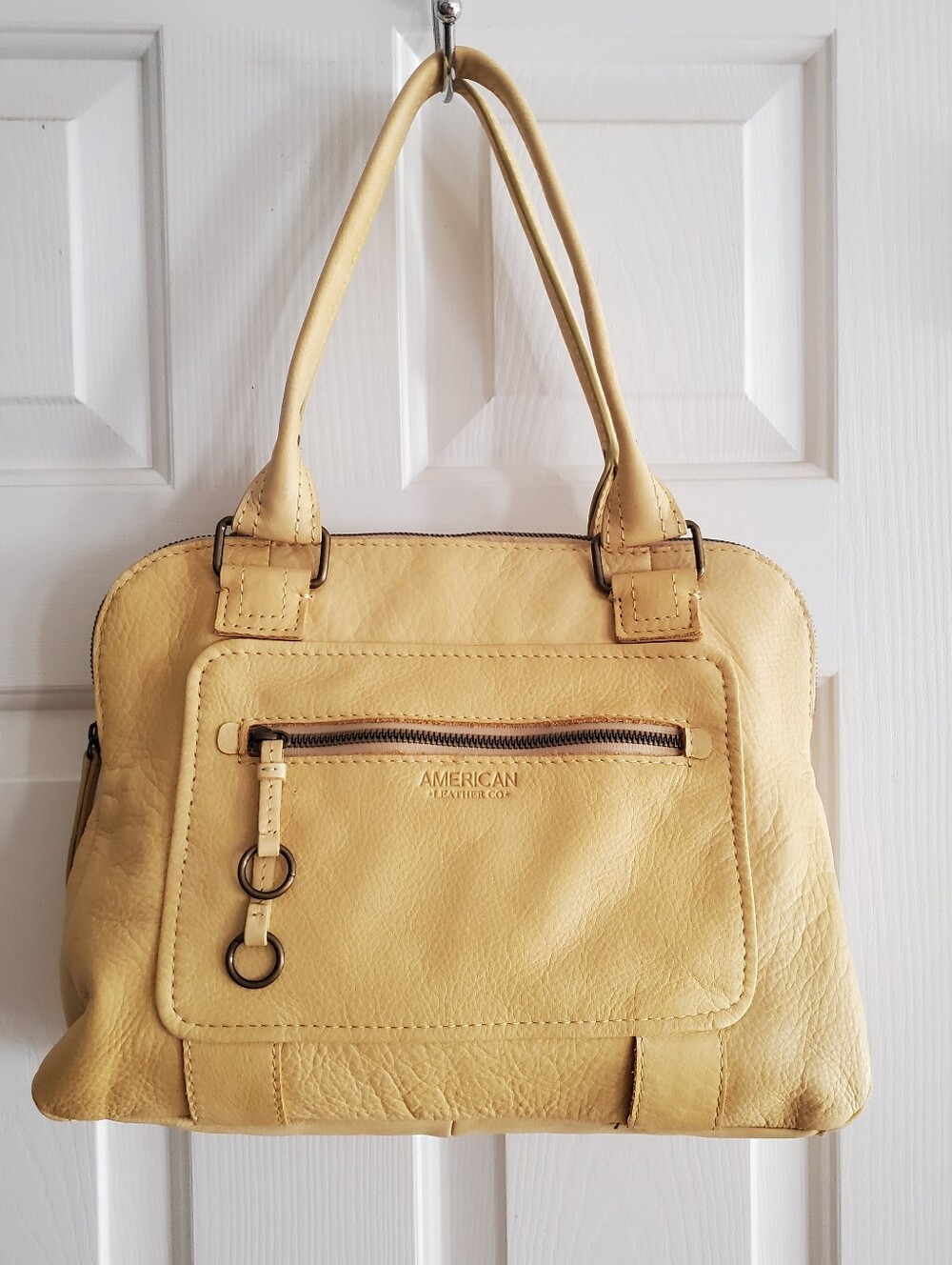 American Leather Co. satchel featuring grained leather In Pastel Yellow